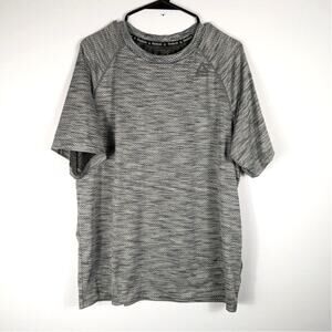 Reebok Mens L Gray Activewear T-Shirt Performance Mesh Stretch Training Tee